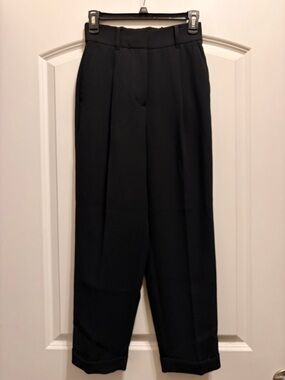 wilfred santos black pleated wide leg pants sz 2